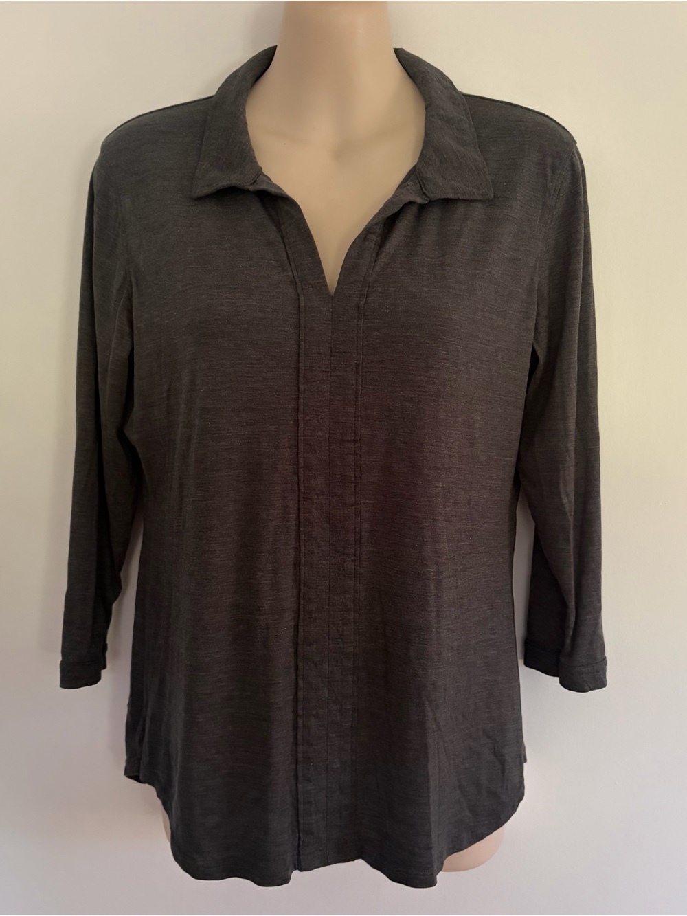 IBEX V-Neck 3/4 Sleeve Top
Size Medium 
Merino Wool / Silk Blend
